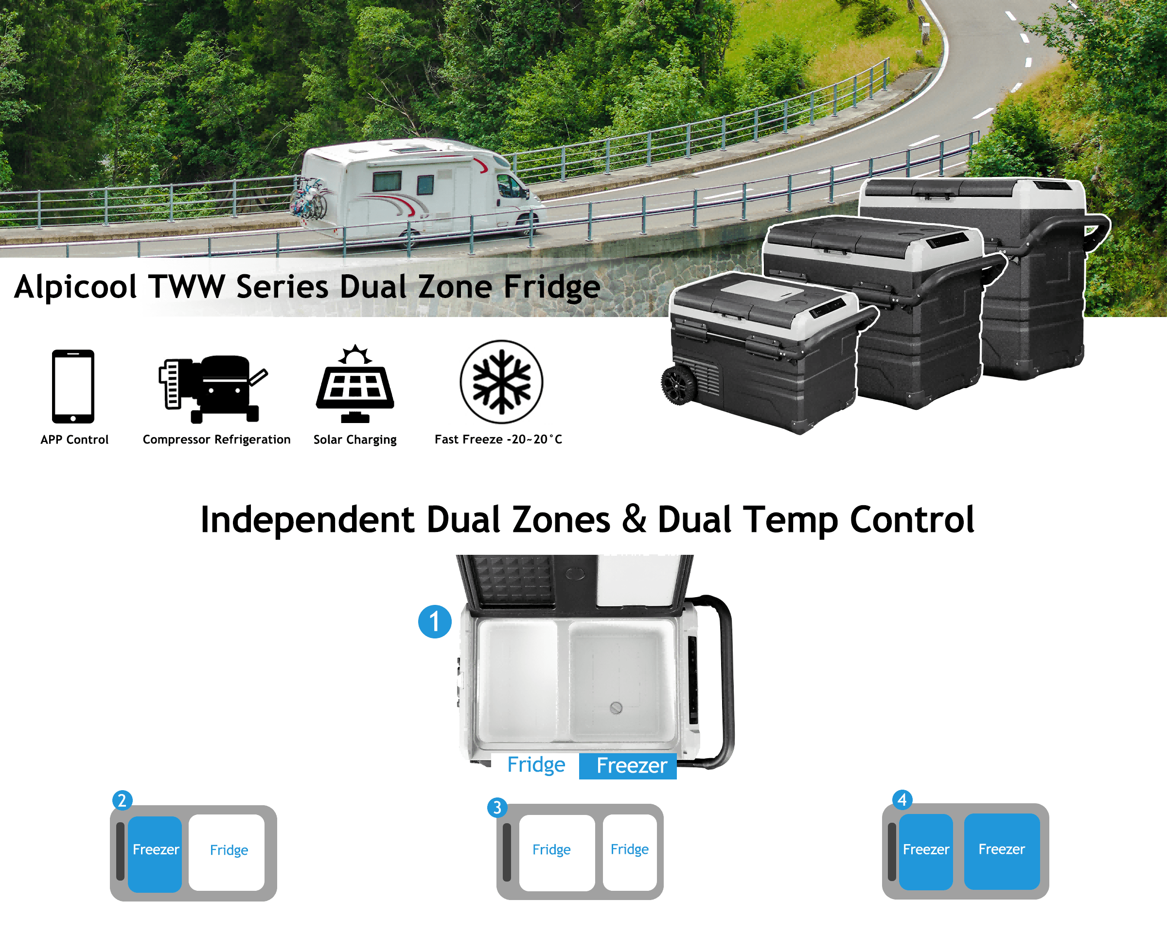 Frødak FDTWW45 Portable Dual Zone Car Fridge With Wheels - Bild 5
