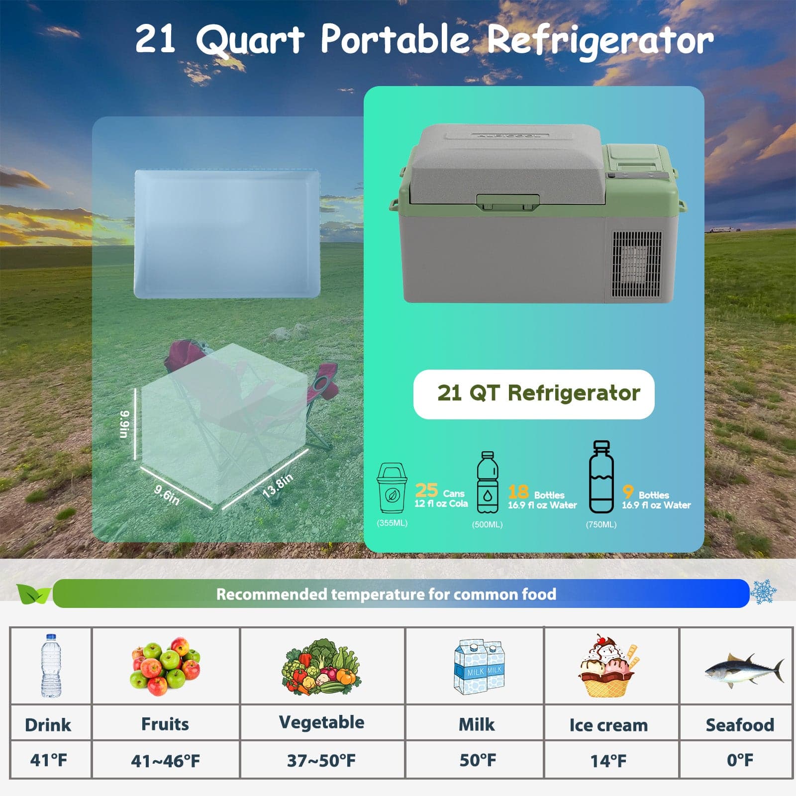 Frødak FDY19E Green Portable Car Fridge - Bild 4